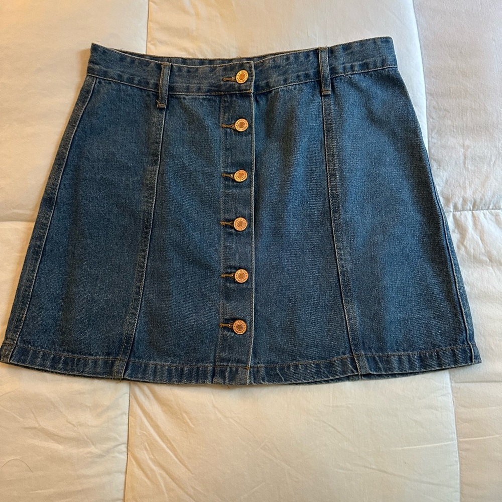 Forever 21 Gold and Blue Denim Mini Skirt